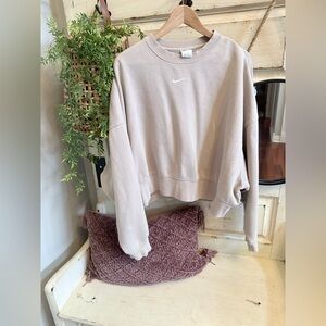Nike Beige phoenix fleece Cropped Sweatshirt